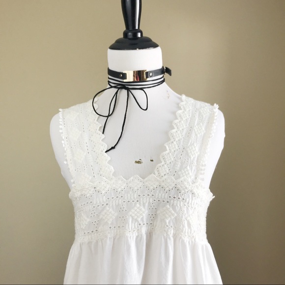 AE White Eyelet Embellished Boho Sleeveless Tank - Picture 3 of 8